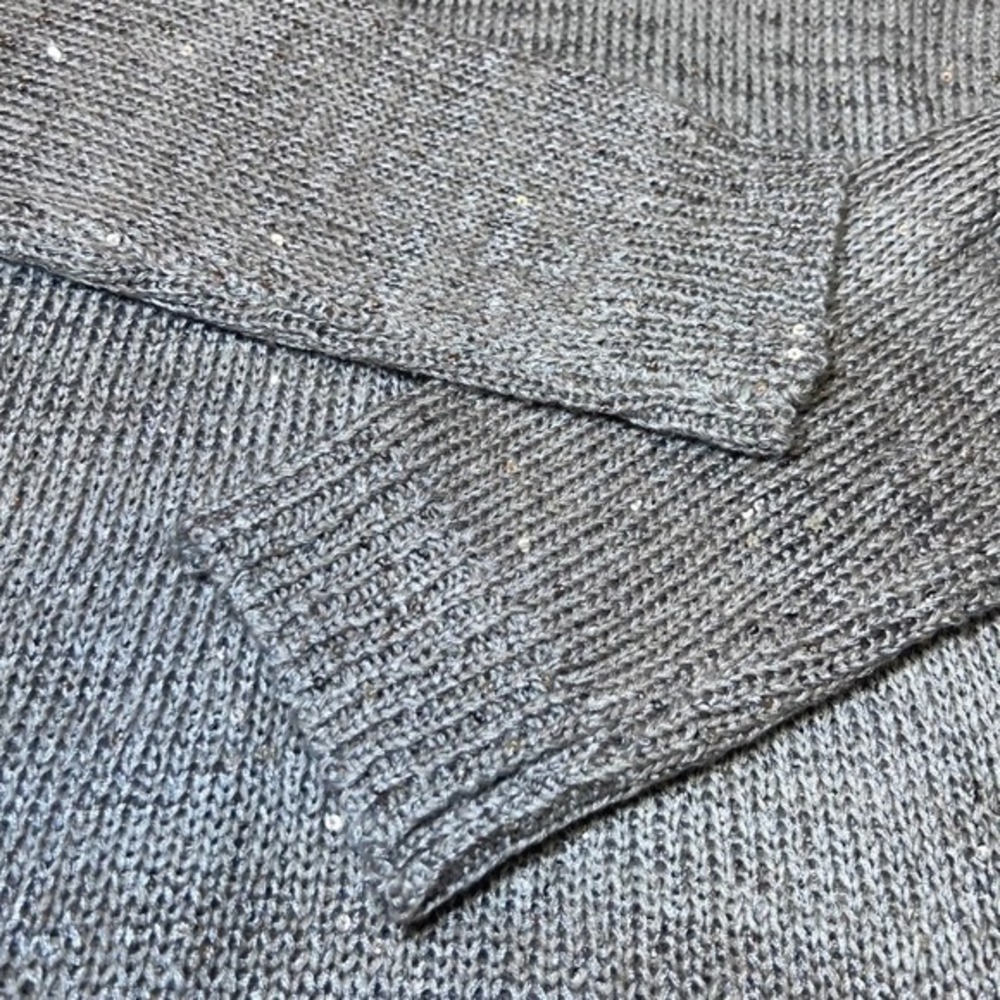 Liz Claiborne Womens Size XL V Neck Sweater Silver Sequin Knit Sparkly Chic - Picture 6 of 8